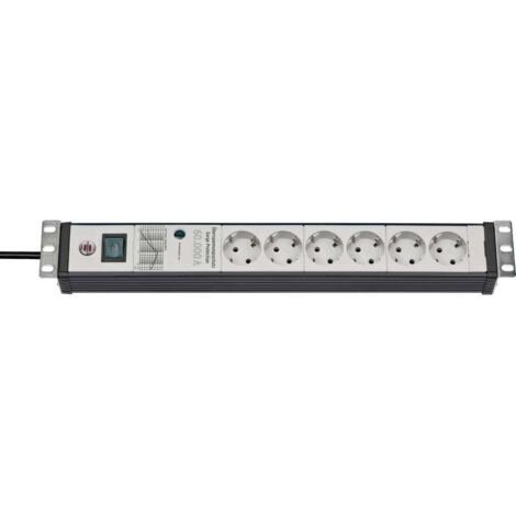 Brennenstuhl 1156057696 Multipresa con protezione da sovratensioni Nero, Grigio luminescente Schuko 1 pz.