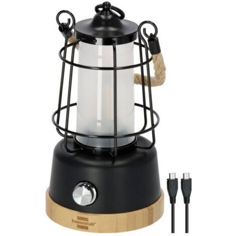 Brennenstuhl 1171800010 Lanterne de camping, Lampe de camping 350 lm à batterie 570 g noir, bois