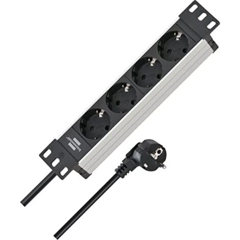 Brennenstuhl 1390007004 Multipresa ad incasso 4 vie Nero, Argento Schuko 1 pz.