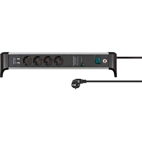 Brennenstuhl 1391020410 Multipresa con protezione da sovratensioni Argento, Nero Schuko 1 pz.