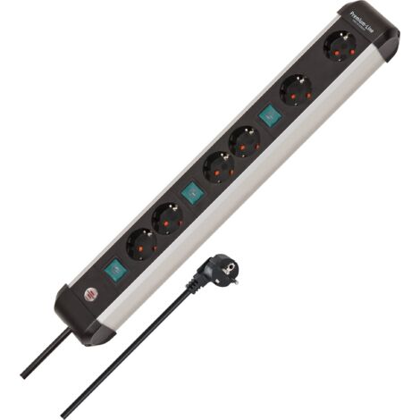 Brennenstuhl 1391030601 Multipresa con interruttore Argento, Nero Schuko 1 pz.