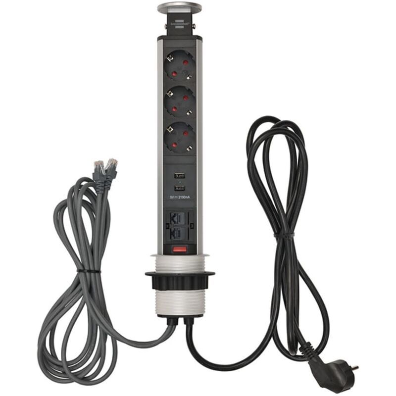 

Regleta 3 enchufes con dos cargadores USB Tower Power 2 m - Brennenstuhl