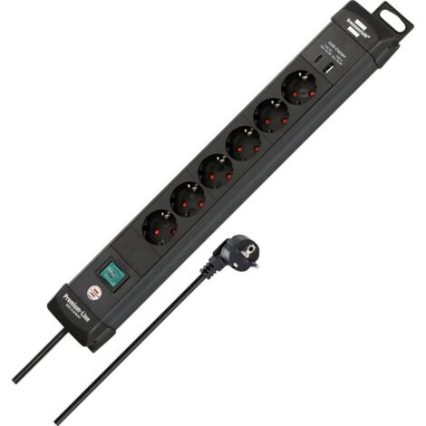 Brennenstuhl 1951160608 Multipresa con interruttore Nero 1 pz.