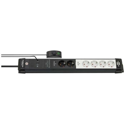 Brennenstuhl 1951560103 Multipresa con interruttore 6 scomparti Nero, Grigio luminescente Schuko 1 pz.