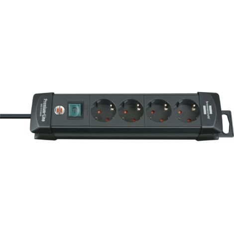 BRENNENSTUHL 4-fach Verteiler schwarz mit Schalter Länge 325 mm