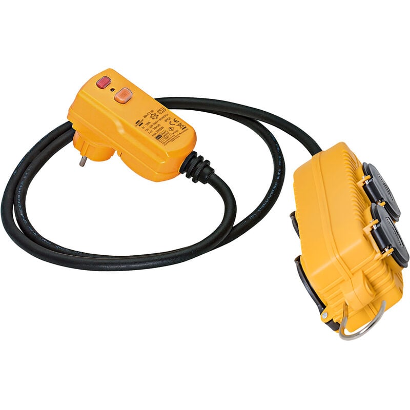 Rallonge électrique avec fiche différentiel 10mA et bloc mobile powerblock - 1,5m H07RN-F 3G1,5 - IP44