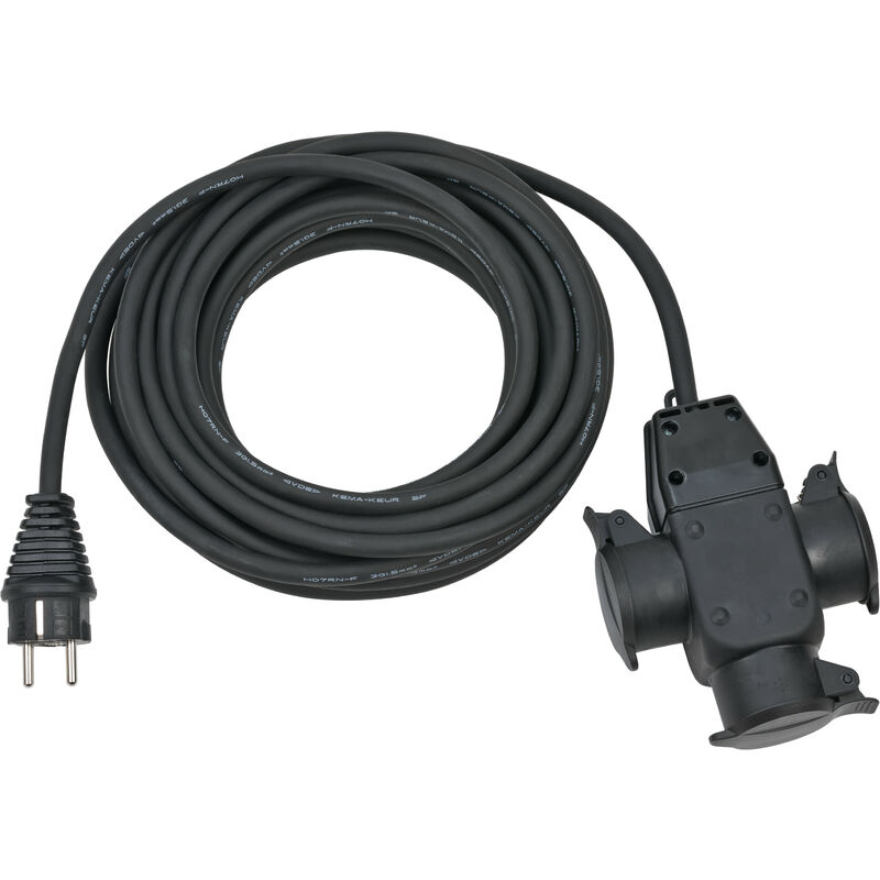 

1167820301 - Alargador eléctrico IP44 H07RN-F3G1,5 de 25 m con cabezal de goma de 3 tomas - Brennenstuhl