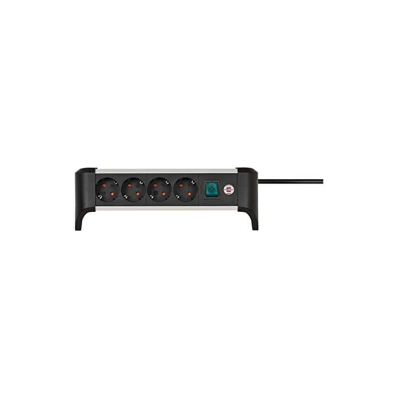 Brennenstuhl - alu-office-line multiprise 4 prises en aluminium pour bureau (multiprise avec interrupteur et câble de 1,8 m) argen