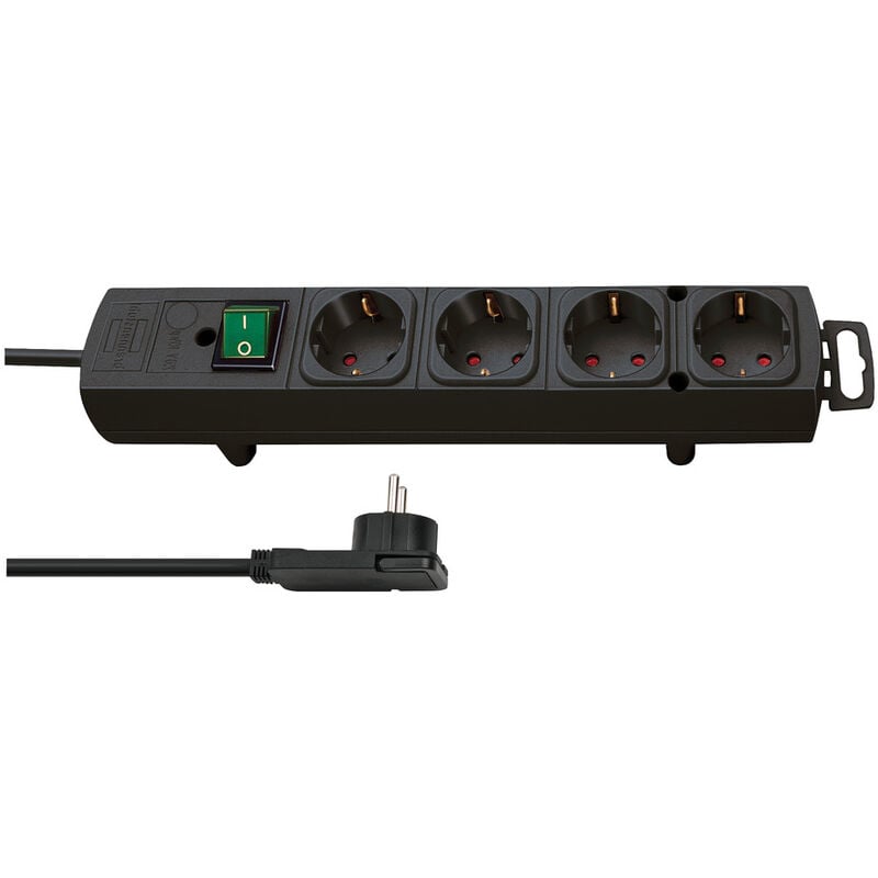 

1153100100 - Base múltiple Comfort-Line Plus negra con clavija plana (4 tomas) - Brennenstuhl