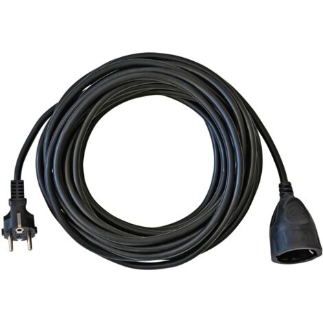 Brennenstuhl BAT Kunststoff-Verlängerung mit Schutzkontakt-Stecker (Verlängerungskabel für innen mit 10m Kabel) schwarz