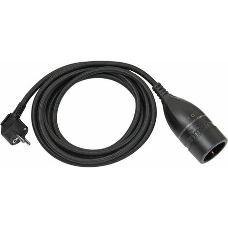 Cable alargador de plástico de alta calidad con interruptor giratorio y  cubierta textil 3m H05VV-F 3G1,5 negro/blanco