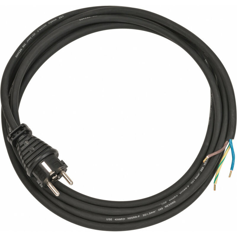 Brennenstuhl - 1160330 Câble d' alimentation tripolaire H05RR-F 3G1,5 noir, Noir, 3 m (1160330)