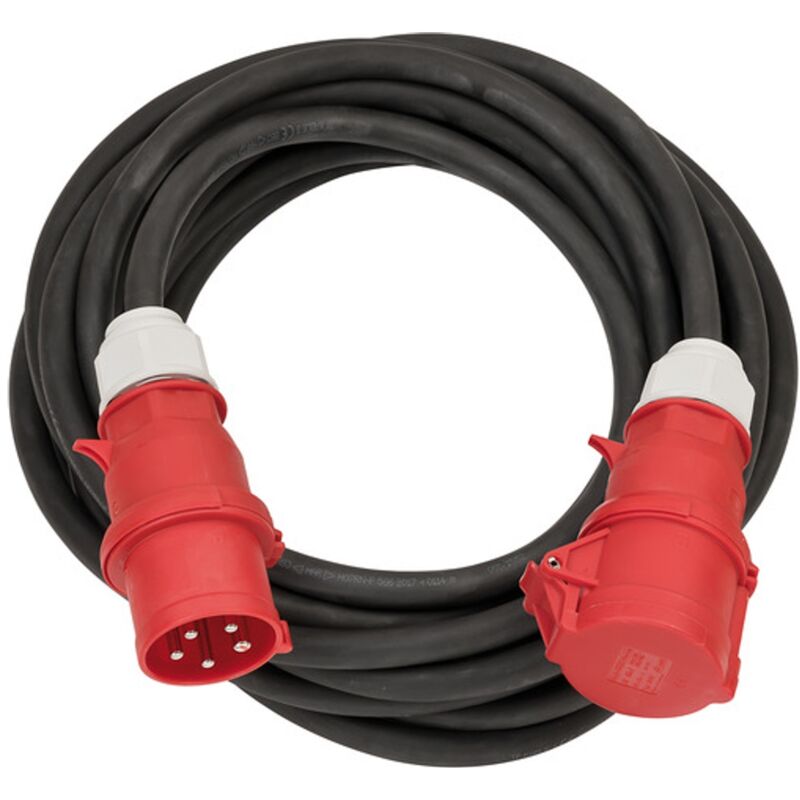 Cee Verlängerungskabel IP44, 10 m Kabel, H07RN-F 5G6,0, 400V/32A 5-polig mit cee Stecker und Kupplung, schwarz - Brennenstuhl