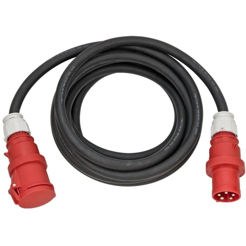 Cee Verlängerungskabel IP44, 10 m Kabel, H07RN-F 5G16,0, 400V/63A 5-polig mit cee Stecker und Kupplung, schwarz - Brennenstuhl