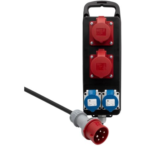 BRENNENSTUHL Distributore di Corrente Portatile BSV P CEE 400V/16A Made in Austria, 1151495141, Spina CEE & 4 Prese CEE, Fissabile a parete, Cavo 2 metri, IP44