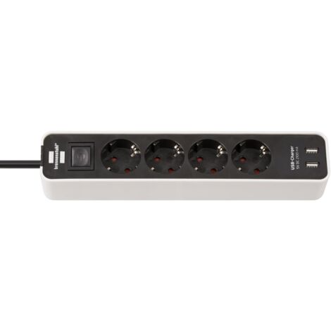 Brennenstuhl ECOLOR bande de puissance avec du blanc / noir chargeur USB de 4 fois 1,5 m H05VV-F 3G1.5 avec interrupteur