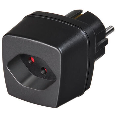 Brennenstuhl Enchufe de Viaje (Adaptador de Toma de Corriente de Viaje para conectar aparatos eléctricos con Sistema Suizo en países con Sistema de Enchufe de Contacto a Tierra) Negro
