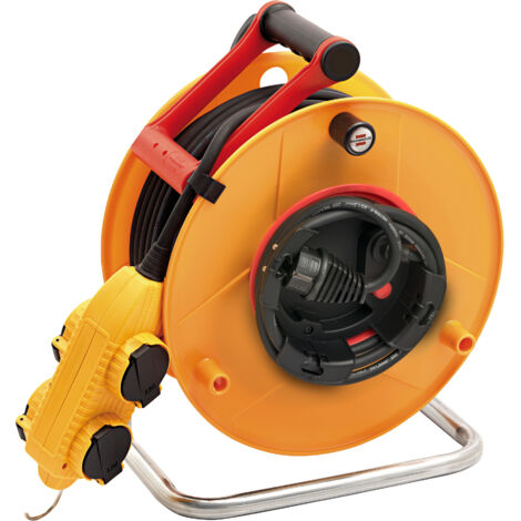 Brennenstuhl – Enrouleur électrique 38,5m – Câble H07RN-F 3G1,5 – Résistant pour chantiers humides – Longueur flexible et durable