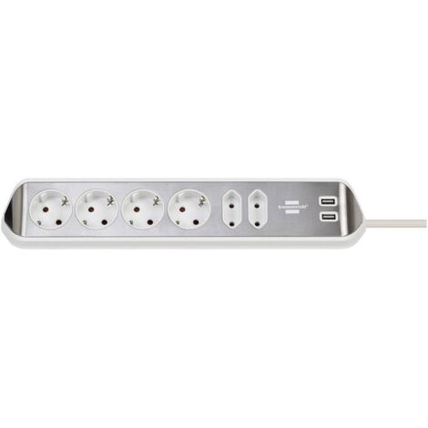 Brennenstuhl estilo multipresa argento e bianco con 6 uscite USB