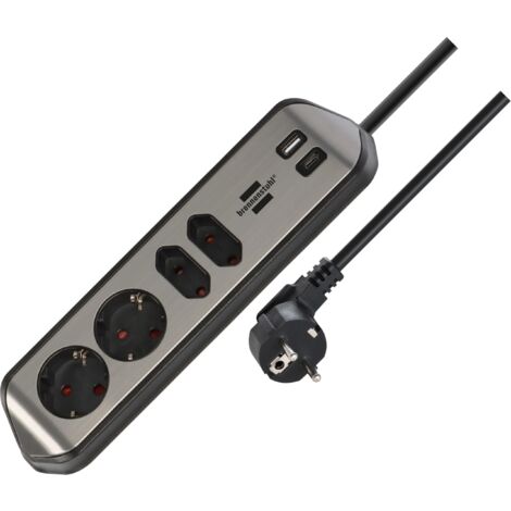 Brennenstuhl Estilo - Presa angolare a 4 prese con USB A e USB C PD da 30 W (presa da tavolo per cucina e ufficio)