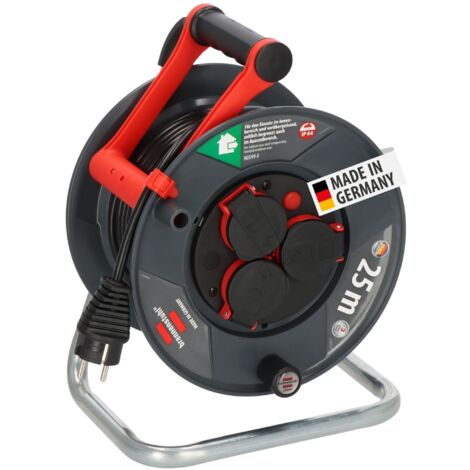 Brennenstuhl Garant, Avvolgicavo per esterni, IP44, 25 m (Made in Germany, 3 prese di sicurezza con migliore protezione da tocco, plastica speciale)