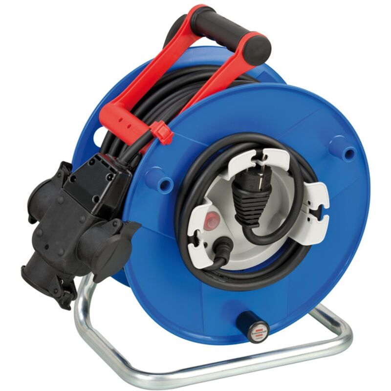 Brennenstuhl Garant G IP44 Kabeltrommel 38+2m mit 3-fach Gummi-Kupplung, 40m RN-Kabel, Verteilerdose mit Aufhängevorrichtung