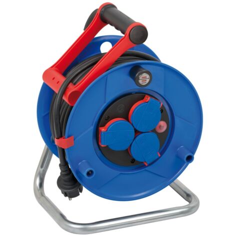 Brennenstuhl Garant IP44 Gewerbe-/Baustellen-Kabeltrommel, 25m-Spezialkunststoff (Baustelleneinsatz und ständiger Einsatz im Außenbereich)-MADE IN