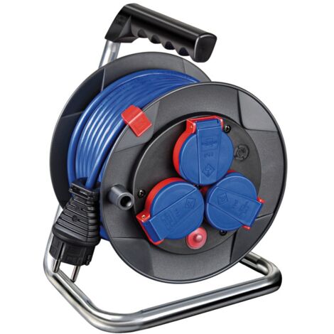Brennenstuhl Garant Kompakt IP44 Kabeltrommel, 15 m Kabel in blau, Spezialkunststoff