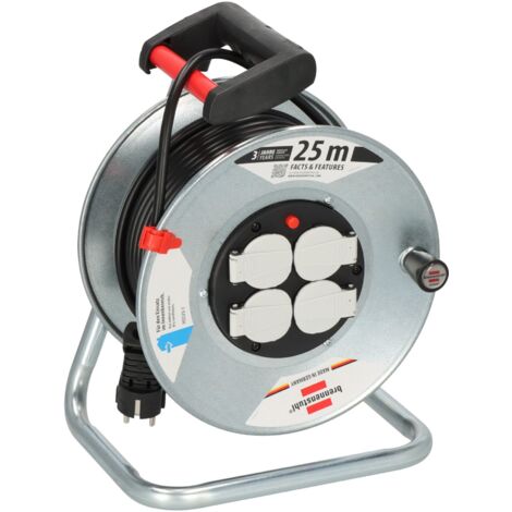Brennenstuhl Garant S 4 Export Kabeltrommel 25m (aus Stahlblech, für denEinsatz im Innenbereich, Made in Germany) silber