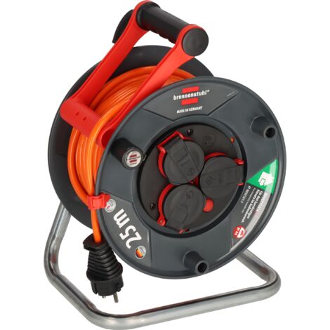 Brennenstuhl Garant V2 IP44 - Avvolgicavo da 25 m, certificato TÜV-Süd (Made in Germany, cavo di colore arancione, uso a breve termine in esterno)