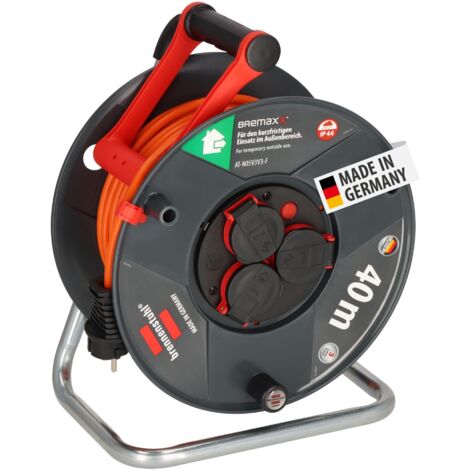 Brennenstuhl Garant V2 IP44 - Avvolgicavo per esterni, 40 m (prodotto in Germania, cavo di colore arancione, uso a breve termine in esterno)