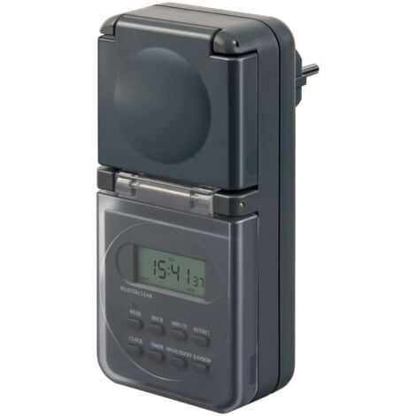 Brennenstuhl IP44 Temporizzatore digitale con timer digitale per esterni e sicurezza bambini Antracite, 1506706 (spina tedesca)