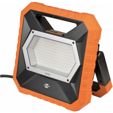 Brennenstuhl LED Baustrahler X 12050 M professionalLINE, mit spritzwassergeschützter Steckdose, 115 W, mit 5 m RN-Kabel, Dimmbare Arbeit