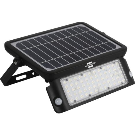 Brennenstuhl Luce Solare LED da Esterno Con 2 Sensori di Movimento PIR, Faro LED Esterno Con Pannello Solare Integrato, LED luminoso, 10W, 1080lm, Rilevatore Movimento 180°, IP 65, Nero