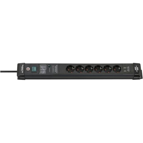 brennenstuhl Multipresa nera 6 prese 2 porte USB