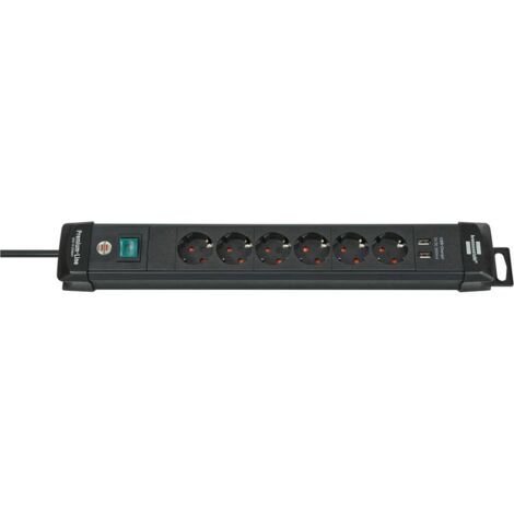 Brennenstuhl Multipresa Premium-Line nera 6 prese 2 USB