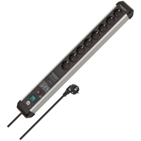 Brennenstuhl – Multiprise 8 prises 3m 16A avec protection contre surtensions – Boîtier aluminium anodisé – Disjoncteur automatique – 1391010800 - LINE 8 X