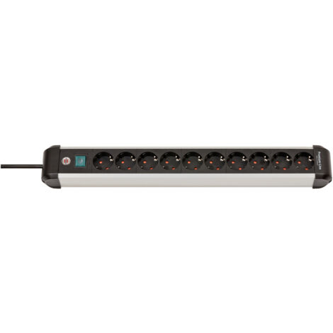 Brennenstuhl Premium-Alu-Line Steckdosenleiste mit Schalter 10-fach 3 m H05VV-F 3G1,5 - 1391030000