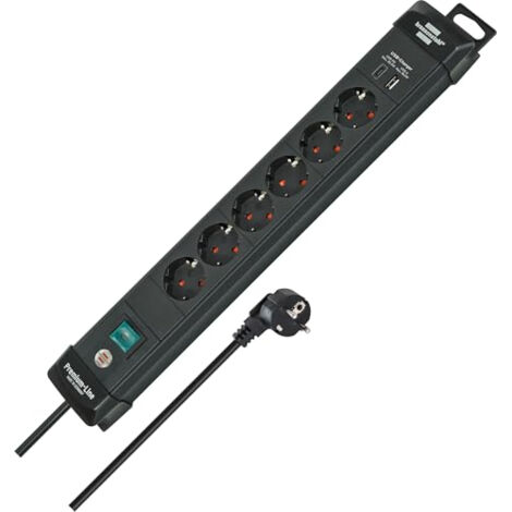 Brennenstuhl Premium Line multiprise noire 6 prises 2 USB