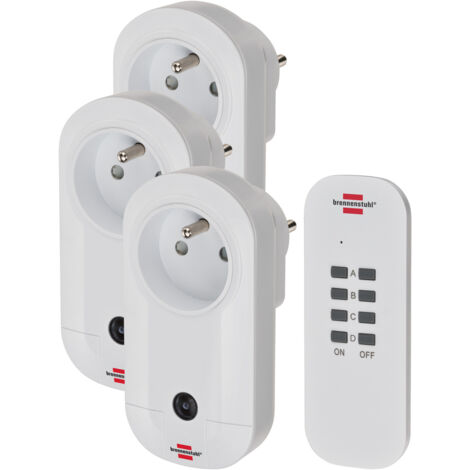 Brennenstuhl – Prises télécommandées 3 unités – Portée 25m – Puissance 1000W – 2P+T 16A/230V – Indice IP20 – 1507041