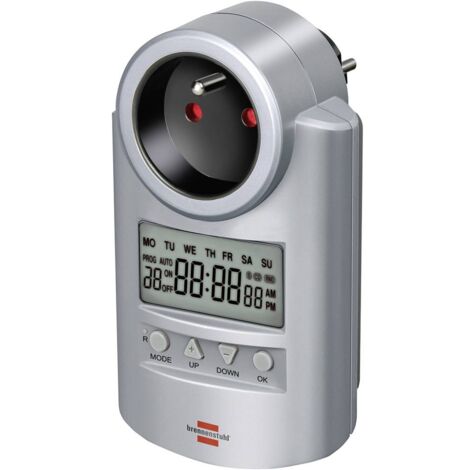 Brennenstuhl – Programmateur digital hebdomadaire 16A 3680W – Indice de protection IP20 – 20 programmes marche/arrêt – Écran digital clair