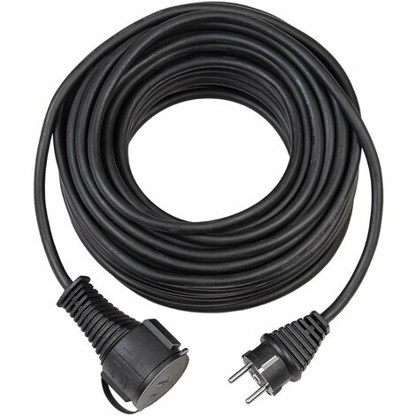 Brennenstuhl - Prolunga con spina con protezione dei contatti e coperchio protettivo, 5 m, colore: Nero