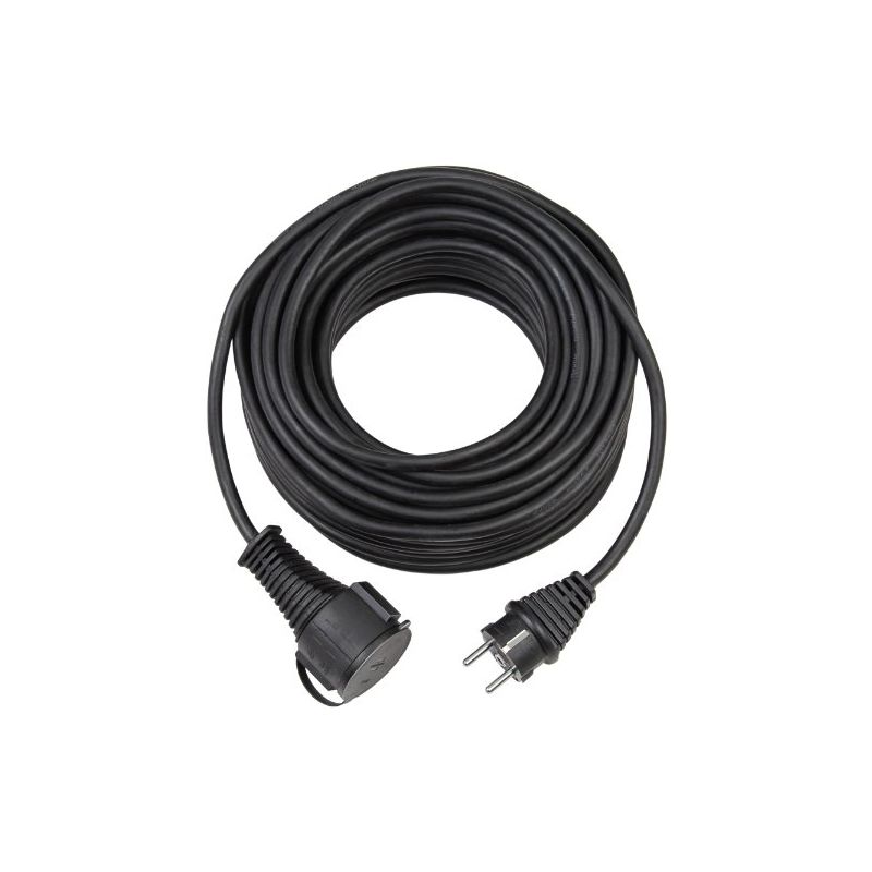 Rallonge électrique avec fiches mâle et femelle type f et clapet noir 5 m 1161420 - Brennenstuhl