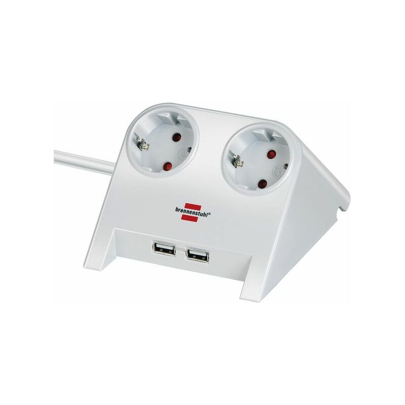 

Base múltiple de sobremesa con 2 tomas y 2 puertos USB (color blanco)