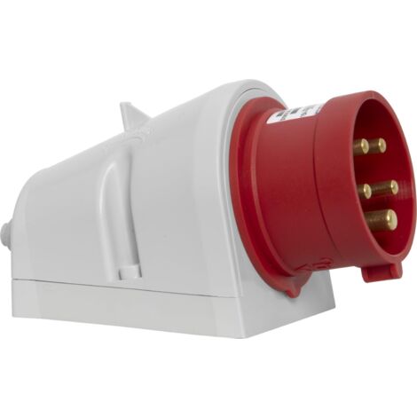 Brennenstuhl Spina CEE a Parete a 5 Poli, Spina Industriale a Muro 400V/16A, Ideale per Utilizzo Esterno e Interno, Cantieri, Industria, IP44, 16A