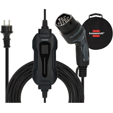 Brennenstuhl Tragbares EV Ladegerät Typ 2 Schutzkontakt 2,3KW, 8m Kabel, f. Elektro- & Hybridfahrzeuge