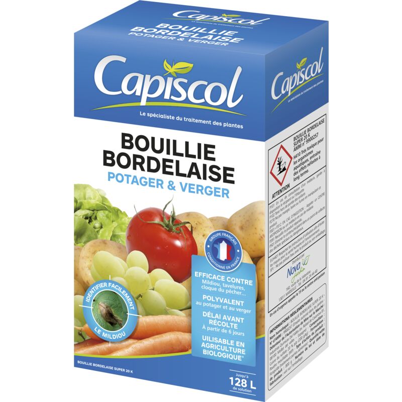 BB20800 Bouillie Bordelaise Potager et Verger | 800g de Poudre | 128L de Solution | Utilisable en Agriculture Biologique - Capiscol