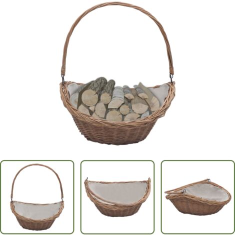 Brennholz -  Holzkorb mit Tragegriff 57 × 46 × 52 cm Braun Weide