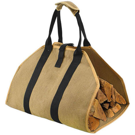 Brennholz-Tragetasche, Brennholz-Tragetasche aus Canvas, wasserabweisende Tragetasche, faltbares Kaminzubehör, ideal für Holzöfen, Camping, Strand (Gelb)