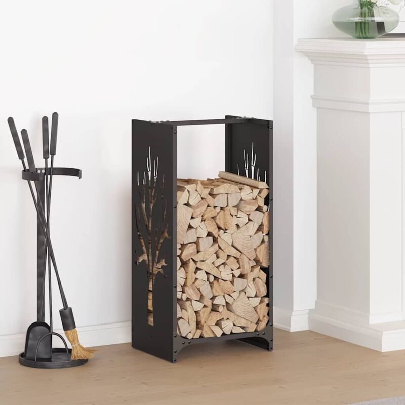 Vidaxl Brennholzregal Schwarz 40x30x80 Cm Kaltgewalzter Stahl